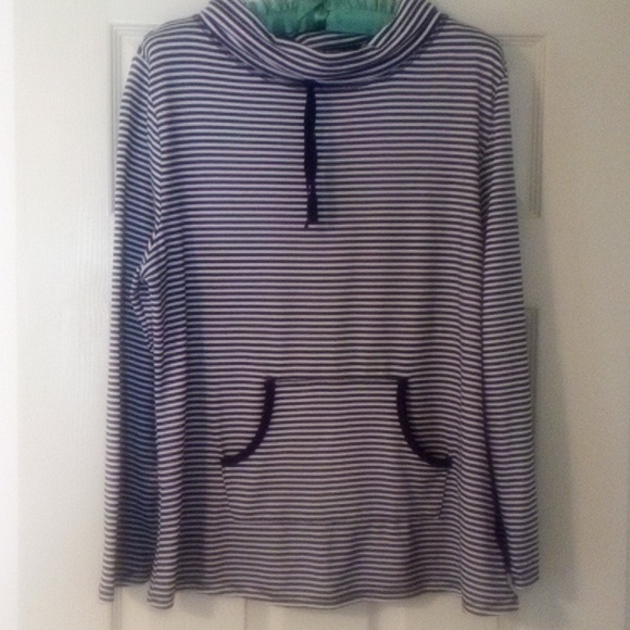 NAUTICA  Black and White Striped Blouse - Picture 1 of 5